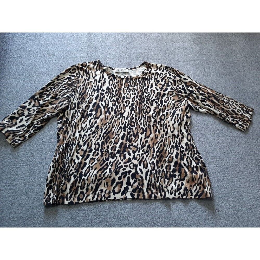 Jones New York Top 1X Leopard Long Sleeve Shirt